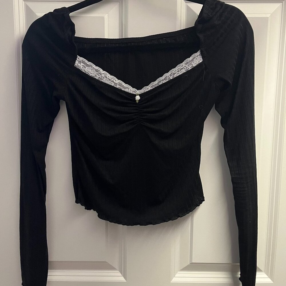 Cute black long-sleeve with lace detail